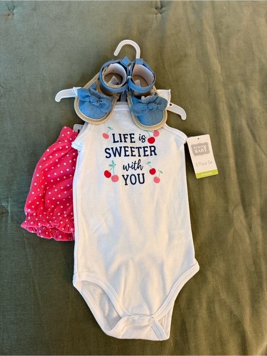 Hudson Baby Other - Hudson Baby White & Pink "Life is Sweeter with You" One-Piece Set with shoes!